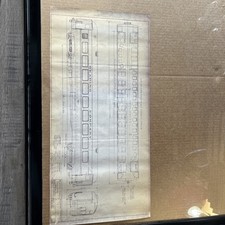 vintage engineering blueprint diagram of a Reading Company passenger car picture