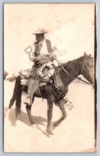 K61/ Interesting RPPC Postcard c1910 Native Cowboy Lasso Horse Chaps Cigar 2 picture