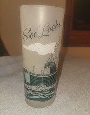 Vintage Soo Locks Michigan Glass Frosted White picture