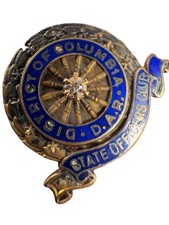 DAR DIAMOND STERLING DISTRICT OF COLUMBIA STATE OFFICERS CLUB RARE ANTIQUE PIN picture