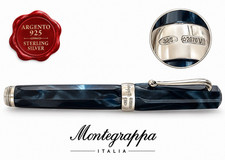 MONTEGRAPPA Micra Rollerball Pen Octagonal Blue Resin 925 Silver Box picture