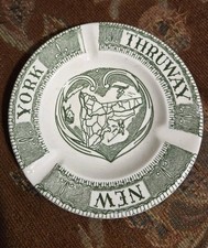 Vintage New York Thruway Souvenir Ashtray Green White Transferware Map  picture