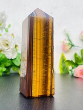 155MM Natural Tiger Eye Tower | Golden Brown Crystal Point | Self-Standing picture