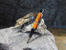 Fordite and Resin Pen - Gun Metal/Black/Orange     (P-029)    picture
