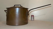 MASSIVE handmade dovetailed French Bridge Co. copper iron lidded cooking pot picture