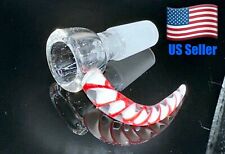 14mm Red/White Swirl Horned Bowl - High Quality - Built In Screen - Thick Glass picture