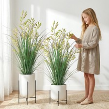 Ttranewsoo 2Pcs 35In Potted Artificial Pampas Grass Silk Plants picture