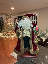 Victorian Christmas Santa Mantel Table Top Figurine Red Gold 18” Tall 10” Wide picture