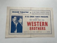 Vintage rare 1930s Doncaster Grand Theatre flyer - Radio stars Western Brothers picture
