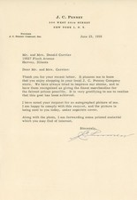 JC Penney Signed Auto 7x9 June 1958 Letter Vintage Founder Grad LOA picture