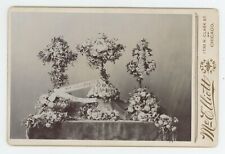 Antique c1880s Rare Cabinet Card In Memoriam Funeral Flowers for Baby Chicago OH picture