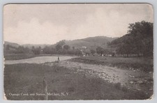 Oquaga Creek and Erie Railroad Station McClure New York Broome County Postcard picture