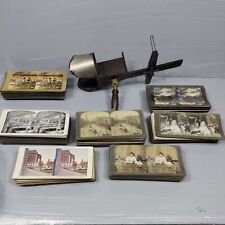 ANTIQUE STEREOVIEW STEREOSCOPE VIEWER  APPROX 160+ CARDS PHOTOS - LOTS OF PEOPLE picture