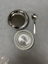 Kromex Glass Sauce Bowl with Tray and Spoon picture