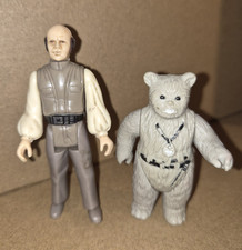 Vintage Kenner Star Wars 2 Figure Lot - Lobot & Chief Chirpa Ewok HK Stamps picture
