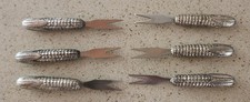 Silver Tone Corn-on-the-Cob Holders Set of 6 Vintage Heavy picture