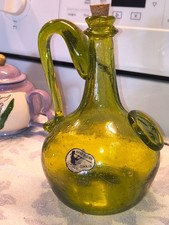 Vintage Jamestown Glasshouse Green Seeded Glass Decanter Wine Jug Pontil Perfect picture