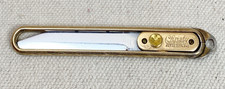 Rare Vintage CHRISTY Sliding Blade Gold Plated Floral Design Pocket Knife 1940s picture