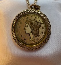 U.S. Mint 14 KT H.G.E. Collectors Coin Pendant Necklace with Box picture