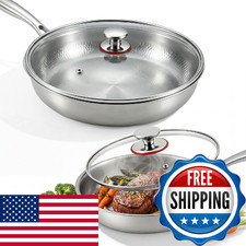 Lemonroad 2 Pcs 10.24 11.81 Titanium Pan Set Hammered Titanium Pan Lid For picture