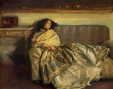 Stunning Oil painting young female woman Repose on sofa canvas handpainted picture
