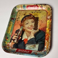 Vintage Coca-Cola Metal Serving Tray Thirst Knows No Season Rustic Americana picture