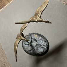 Vintage Bronze /Brass Geese In Flight Statue Sculpture (Lily Pad Base) picture