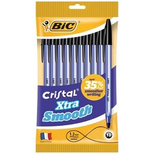 BIC Cristal Xtra Smooth Ballpoint Pens 1.2 Point Black 10 Pack Easy Glide ink picture