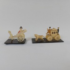 Vintage Celluloid ? Miniature Figurines Japan Lady on Cannon & Horse Carriage picture