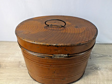 Antique Victorian Tin Hat Box with Faux-Grained Painted Surface picture