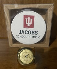 University Of Indiana Brass Swiss Clock & Jacobs School Of Music Ceramic Coaster picture