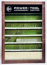 Vintage Dremel Store Display Case Wood Cabinet Accessory Center 41pc 1960s picture