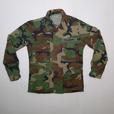 Vintage U.S. Army Mens Woodland Camouflage Combat Coat Small Long  picture