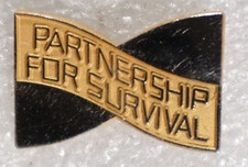 Partnership For Survival Enamel Pinback Button Clutch Back Promo Pin picture