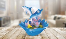 Lovely Two Dolphins Swimming on Seashell 4
