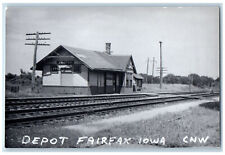 Fairfax Iowa IA Postcard CNW Depot c1960's Vintage Unposted RPPC Photo picture