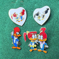 Vintage 1977 Woody Woodpecker Enamel Pin Lot of 4 Walter Lantz Cartoon Pins picture