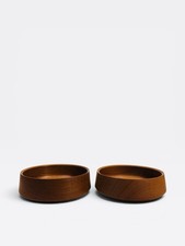 VTG Danish Modern Teak Bowls Set Of 2 Mid Century Modern Minimalist Salad Fruit picture