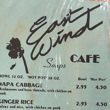 1980s East Wind Cafe Restaurant Menu 2928 Washington Boulevard Marina Del Rey picture