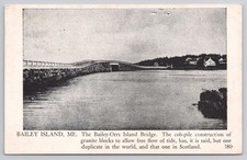 Vintage Bailey Island Maine Orrs Island Bridge Cob Pile Granite Postcard 1948 picture