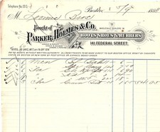1879 Parker Holmes & Co Boston Shoe Wholesaler Billhead picture
