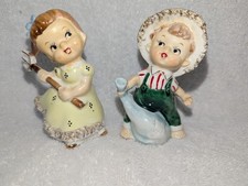 Vtg Enesco Rural Life Farm Kids Children Garden Salt & Pepper Shakers picture