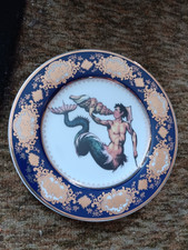 Angioletti Designs Merman Shell Neptune Porcelain Plate Italy 7 1/2 