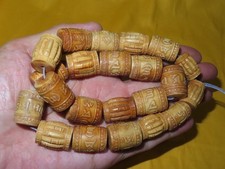 22x Tibetan Antler Horn Hand Carved Mantra & Bamboo Prayer Ornament Bead (b9) picture