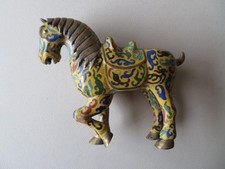 OLD CHINESE YELLOW GROUND CLOISONNE HORSE FIGURE picture