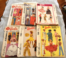Vintage Lot of Six 1960s Barbie & Ken Doll Clothes Sewing Patterns Cut & Uncut picture