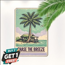 Tropical Island Bungalow Retreat Sign Vintage Beach House Metal Tin Plaque picture