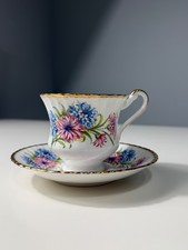 Vintage Paragon Fine Bone China Tea Cup & Saucer Pink Blue Floral Gold Trim Engl picture