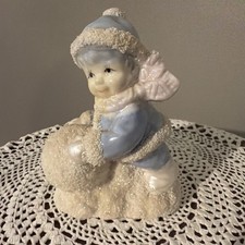Vintage Japan Sugar Snow Baby Ceramic Figurine Mid Century Winter *note picture