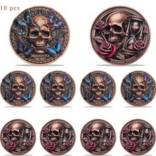 10pc Memento Mori Coin Skull Challenge Coin Stoic Practice Reminder Pocket Token picture